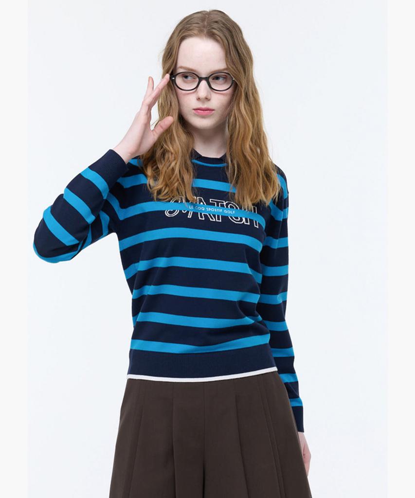LECOQ GOLF Women'S Striped Collar Sweater _Navy Gq422Lkpo3