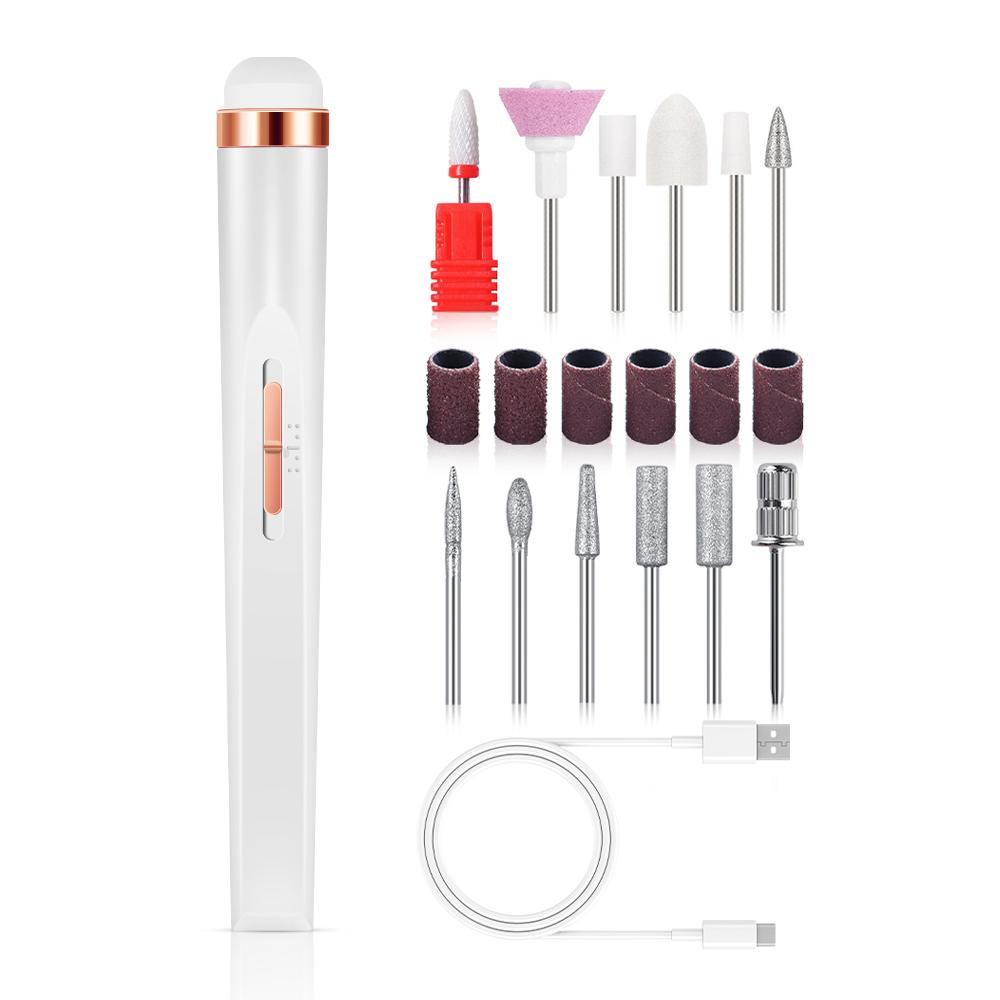 Electric Nail Polish Drill Set Machine With Light Portable With Battery Mini Electric Manicure Art Pen Tools For Gel Remover