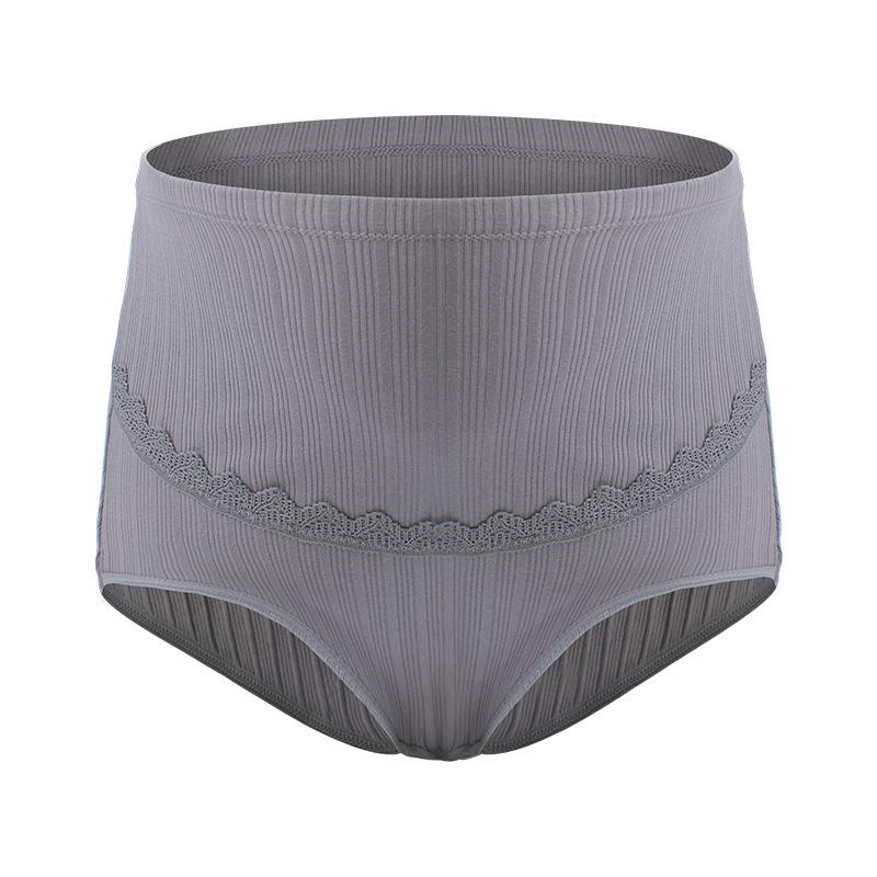 Adjustable High-Waisted Maternity Lace Panties with Breathable Cotton and Abdominal Support