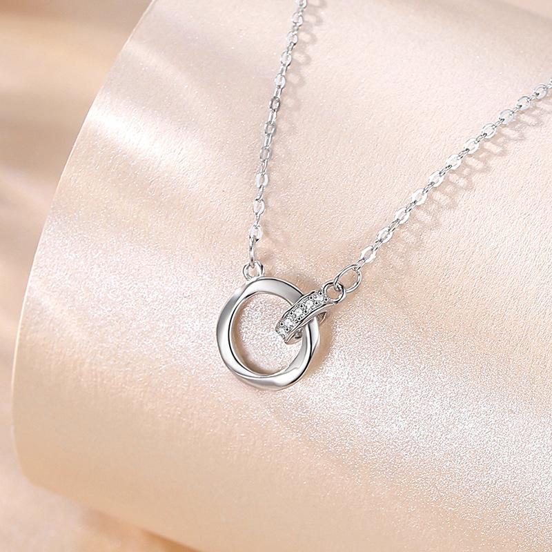 S925 Silver Möbius Ring Ball Bead Bracelet Double Ring Korean Style Small Fresh Romantic Double Layer Bracelet Love Jewelry