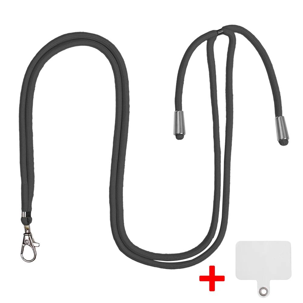 

1 шт., ремешок для мобильного телефона, регулируемый ремешок через плечо для ношения на шее вокруг руки с прозрачным язычком для большинства чехлов для телефонов с полным покрытием чёрный