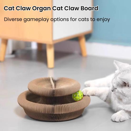 Cat Scratcher Accordion Toy Changeable Interactive Cat Scratching Board with Bell Ball Corrugated Paper Scratch Toy for Indoor Cats