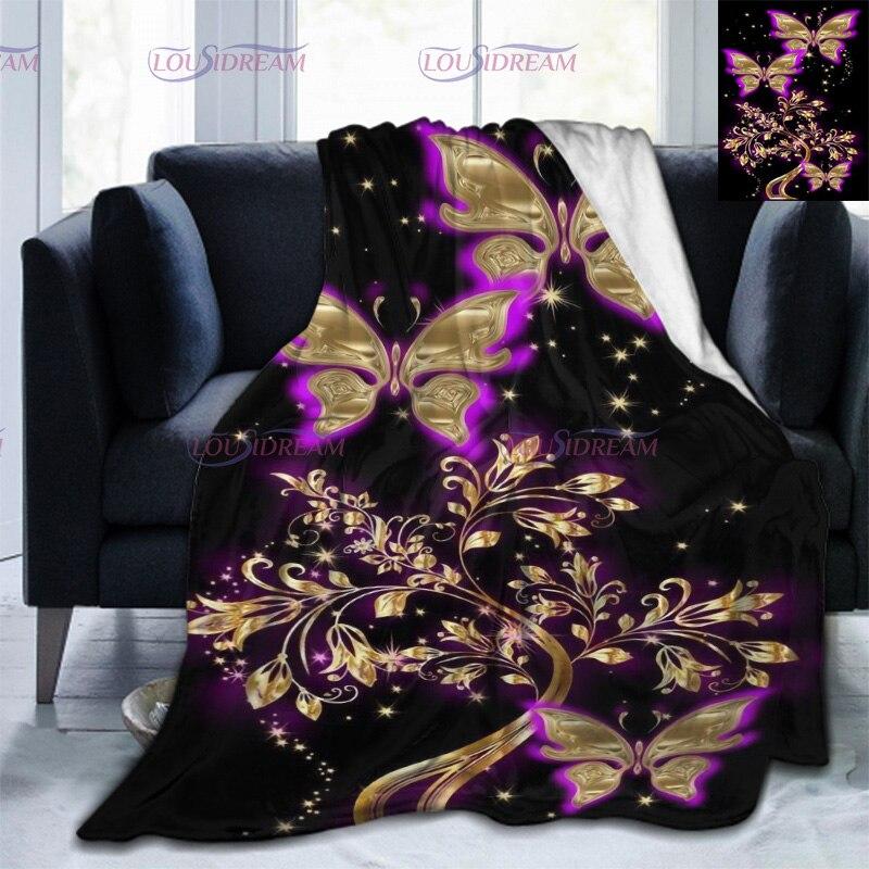 Colorful Butterfly Flower Blanket Soft Plush 3D Print Lightweight   Flannel Throw Blanket for Sofa Bed Couch for Kids Women Gift