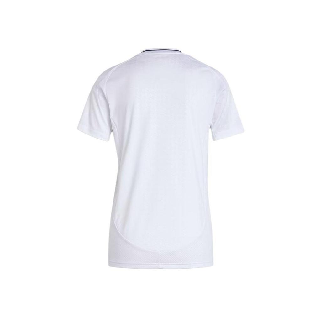 Adidas SS24 Real Madrid 24/25 Home Letter Logo Print Comfortable Fashion V-Neck Short Sleeve Football Shirt Women Tops White IT5182