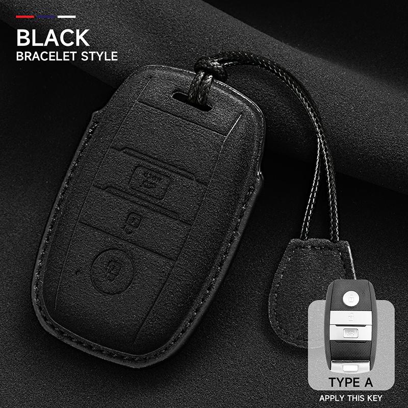 Suede Faux Leather Car Key Case Cover For Kia Key Fob Cover Protector Shell Fit For Kia Ceed Cerato Forte Niro Seltos Sorento