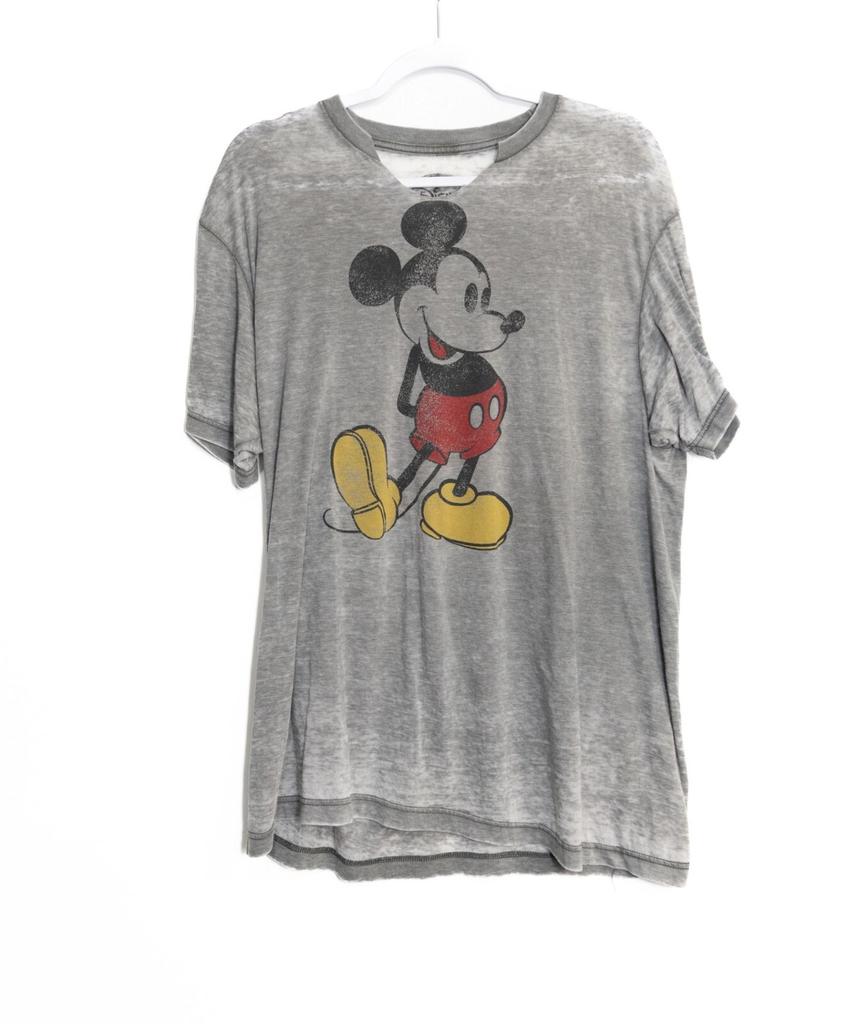 Vintage Disney Mickey Mouse Gray Distressed Graphic T-Shirt Size L