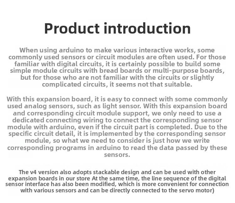 Sensor Shield V4.0 Expansion Module, IO Sensor Expansion Board Compatible with R3 Controller