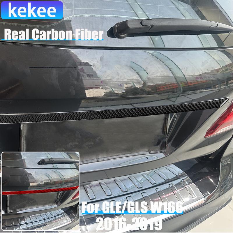 Real Carbon Fiber Car Accessories Trunk Decorative Trim Cover Soft Sticker For Mercedes-Benz W166 GLE/GLS 2016 2017 2018