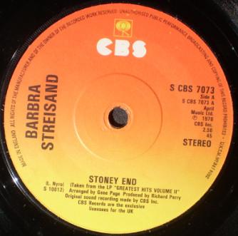 7inch Record BARBRA STREISAND - Stoney End SCBS7073 CBS 1979 UK Pop Used