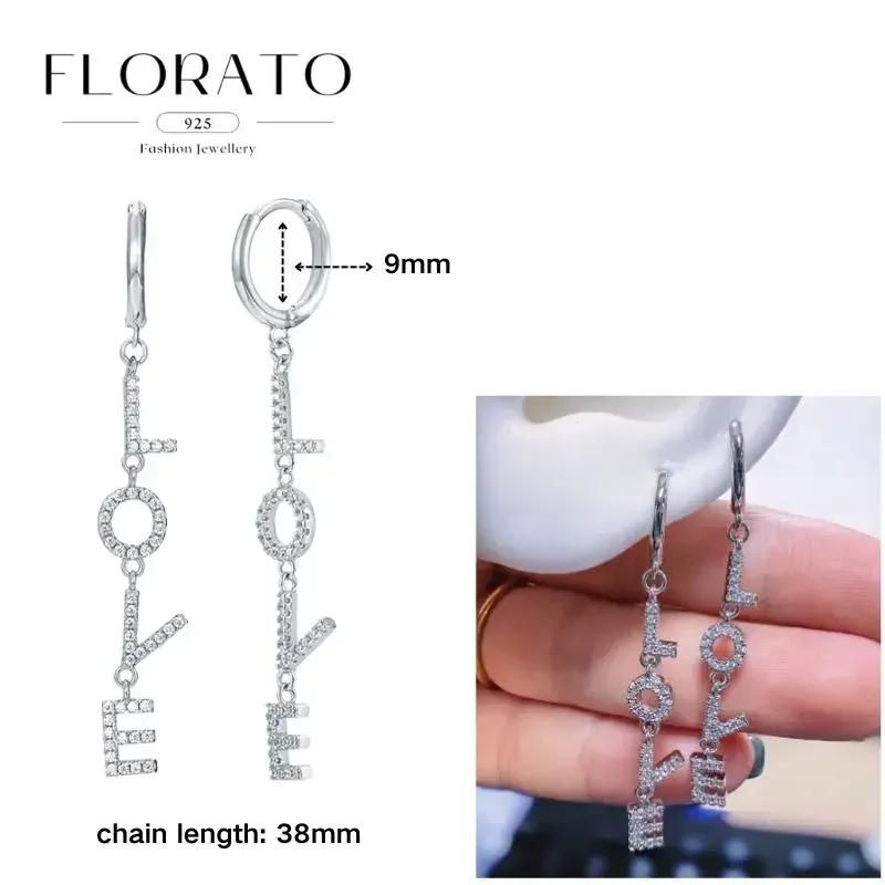 FLORATO 925 Silver Earrings Chain Tassel Pendant Earrings Zircon Silver Earrings for Women Trend Luxury Wedding Jewelry