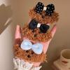 Cute Teddy Dog Plush Hair Clip With Red Blue Bowknot Cartoon Side Bangs Clip Hair Accessory For Girls Children Daily Wear