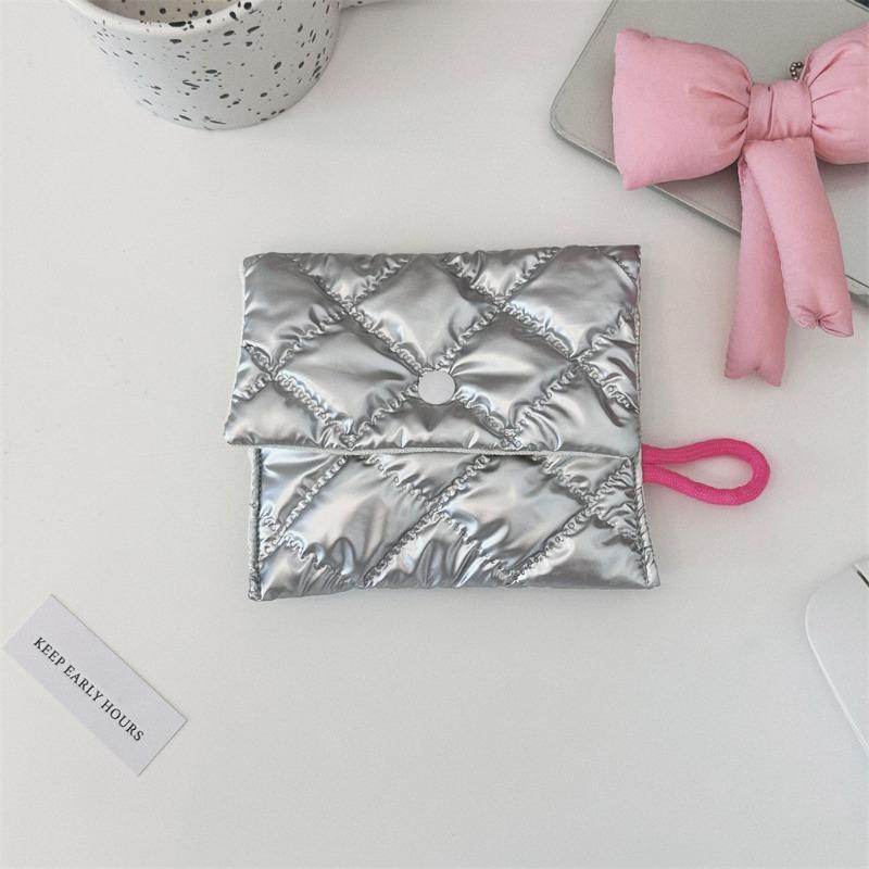 Silver Bow Pattern Coin Purse Women's Earphone Coins Keys Wallet Organizer Zipper Pouch Cosmetic Bag