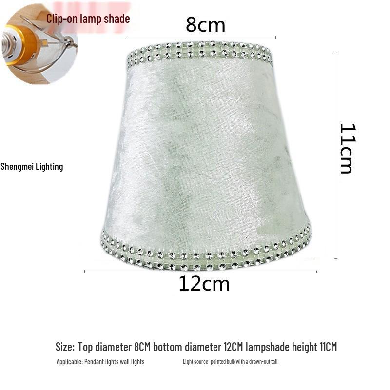 European Crystal Chandelier Fabric Lampshade, Clip-On, E27 Large Base, E14 Candle Bulb, Wall Light Shell Shade