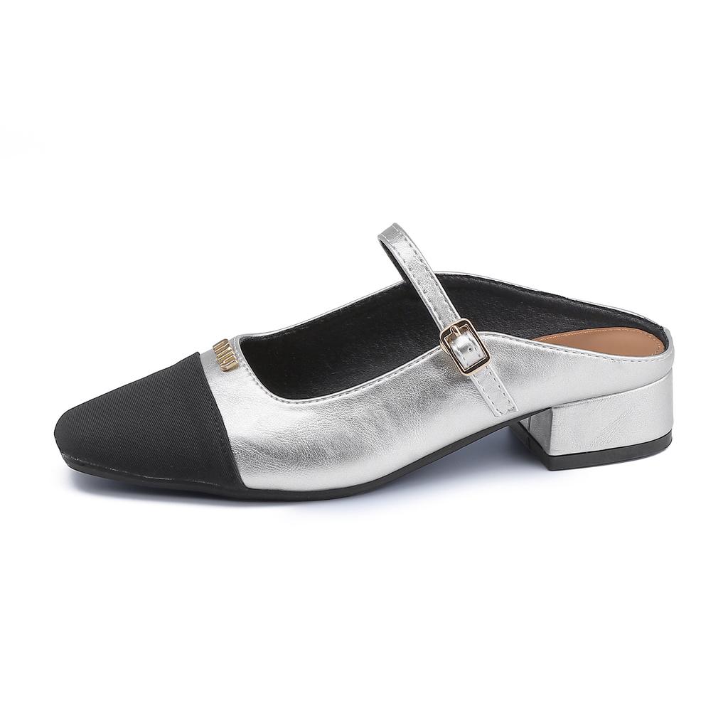 Grape Mother Summer New High-heeled Muller Shoes Women Wear High-end Fashion Bag Head Half Drag Single Shoes Women Versatile