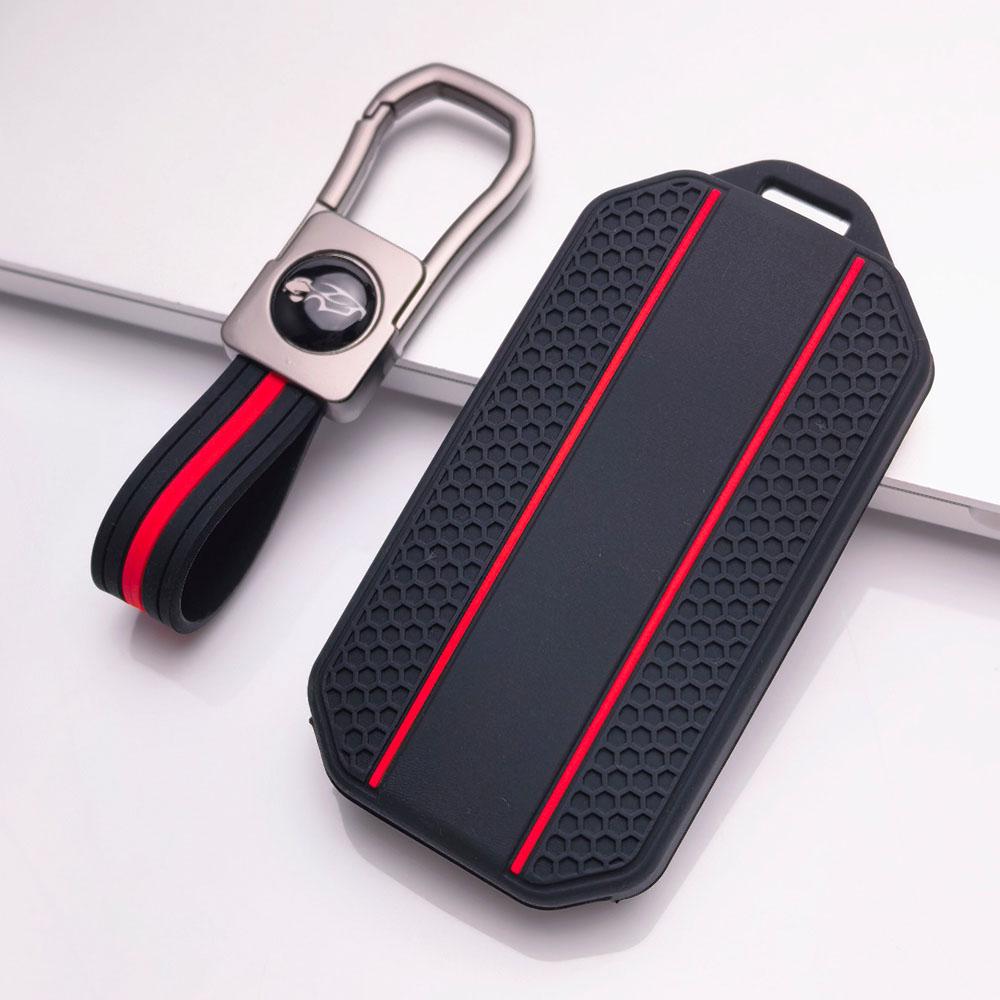 4 Button Silicone Key Fob Cover with Matching Keychain for Chery Jaecoo 7 8 J7 J8 Lock Unlock Trunk Remote Start Buttons, Full Wrap Key Guard for