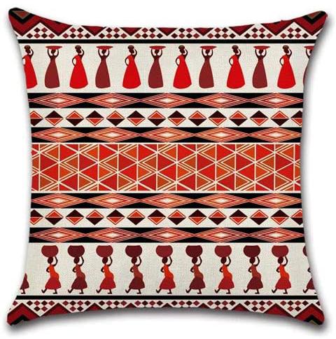 African Ethnic Style Linen Cushion Cover for Car Living Room Sofa Bedroom Home Decor, 40x40 45x45 50x50 60x60 Pillowcase