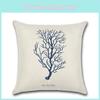 Premium Quality Flax Throw Pillow Case With Marine Organism Patterns For Home Decor