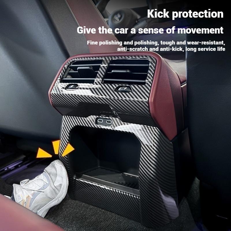Carbon Fiber Style Car Rear Air Conditioning Outlet Vent Trim Frame For BMW 5 Series i5 G60 2024 2025 car Interior Accessories