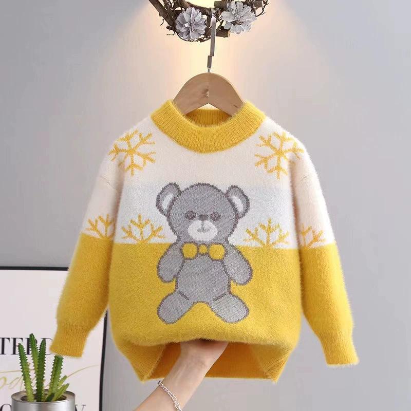 

Autumn Winter Kids Cartoon Sweater Coat for 2-6T Soft Warm Fleece Children Girls Boys Outwear Clothes Tops 100 жовтий