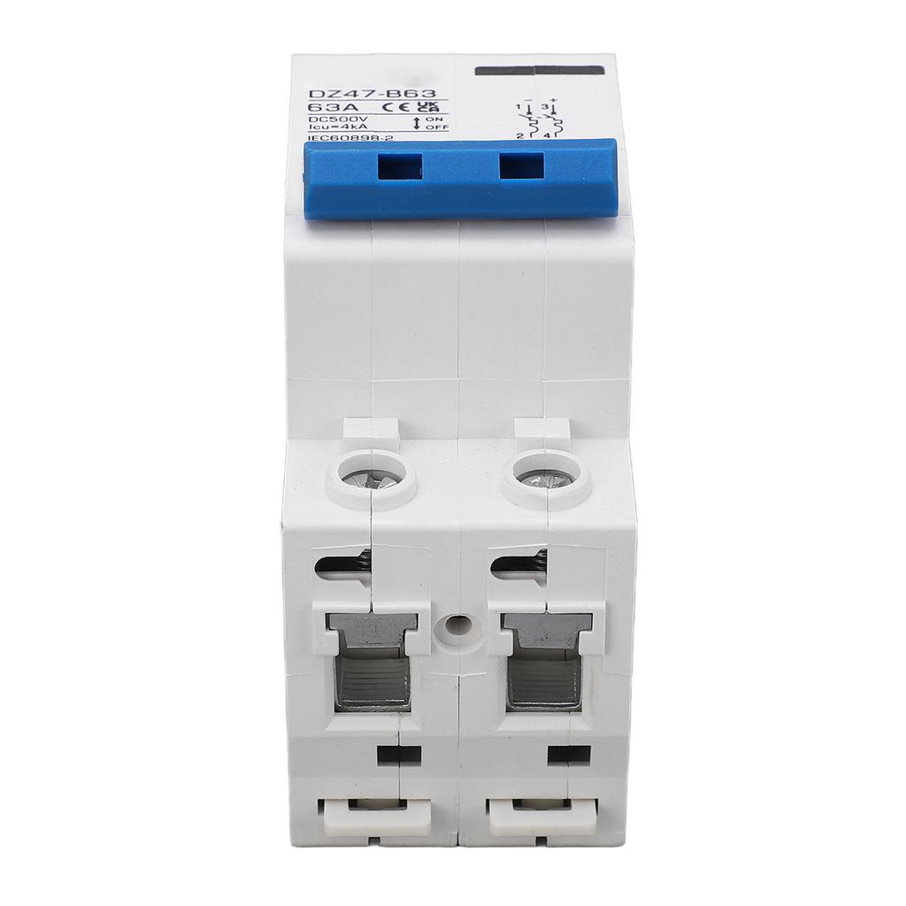 2P Circuit Breaker DC 500V MCB 63A Protection Switch 4000A Breaking Capacity for Home Type B