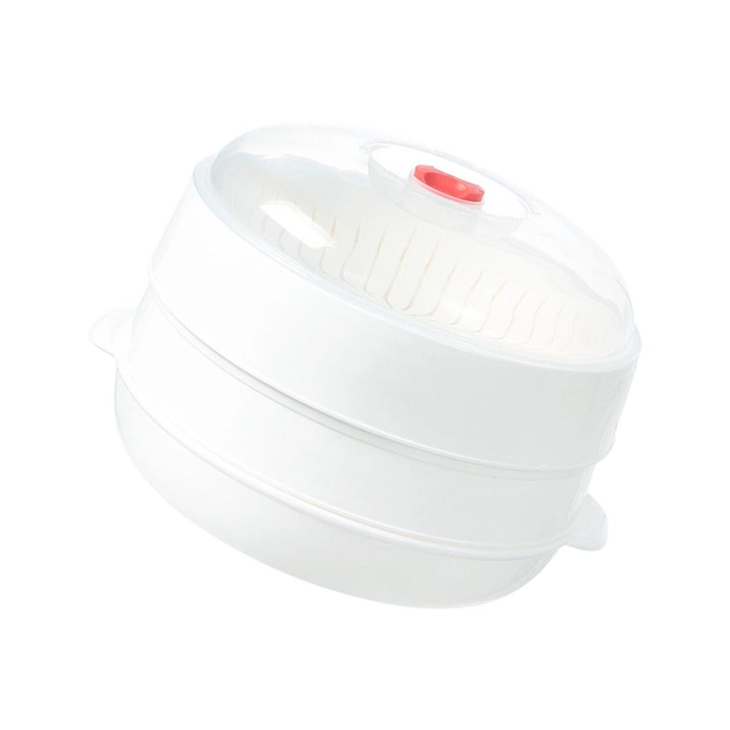 Parní hrnec do mikrovlnné trouby s širokými ergonomickými držadly, průhledným víkem a parními otvory pro efektivní ohřev, materiál PP5, vícevrstvý design