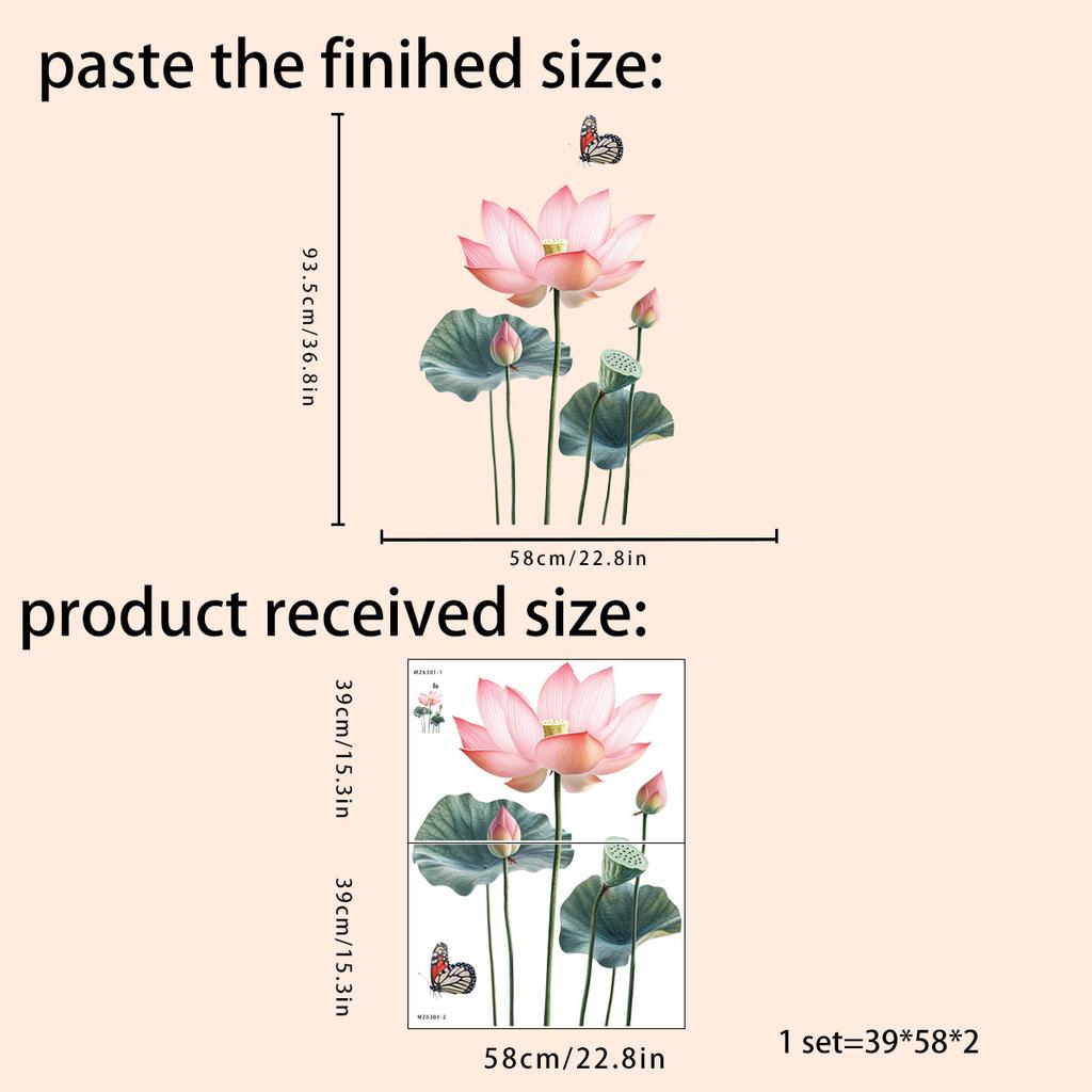 Vintage Lotus Flower Self Adhesive Wall Sticker for Living Room TV Background Bedroom Room Decor