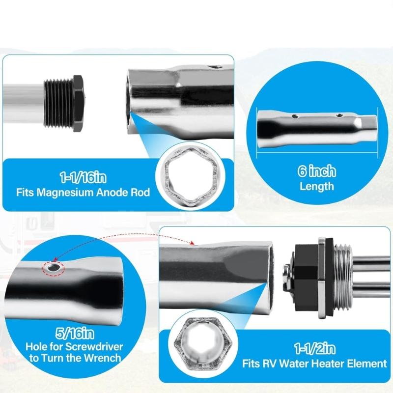 Quick Heat Metal Water Heater Element 520900 Strong Metal Heating Tube for Suburban Camping Hot Water System Use