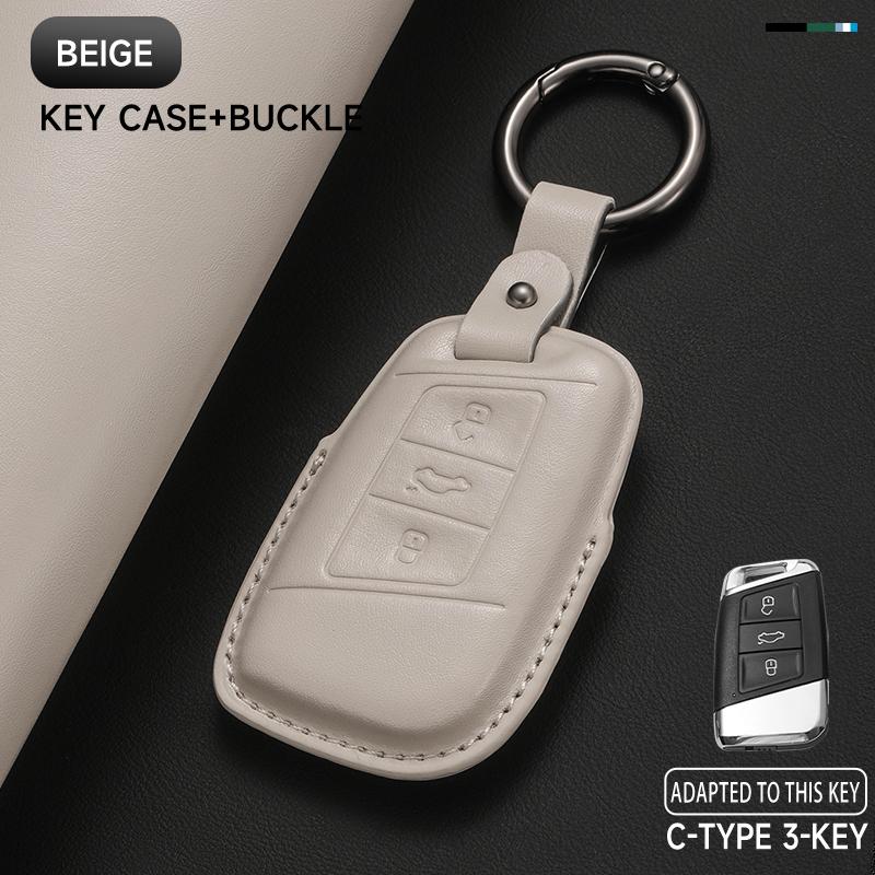 KTDJ9 Leather Car Key Cover Case Protection Shell Keychain For Skoda Octavia A5 kodiaq Fabia Scala Karoq Superb Kamiq Rapid Yeti