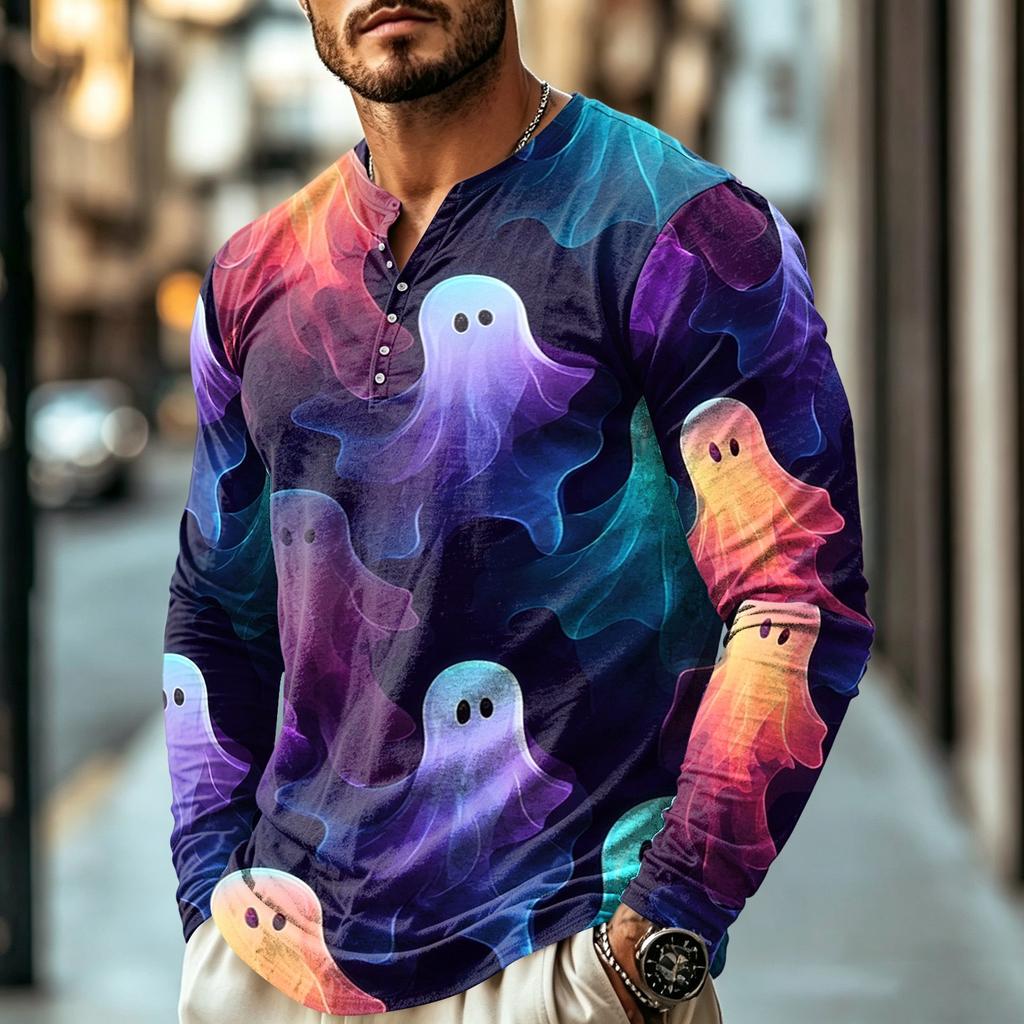 Men's Long Sleeve Shirt for Halloween Casual Wear
