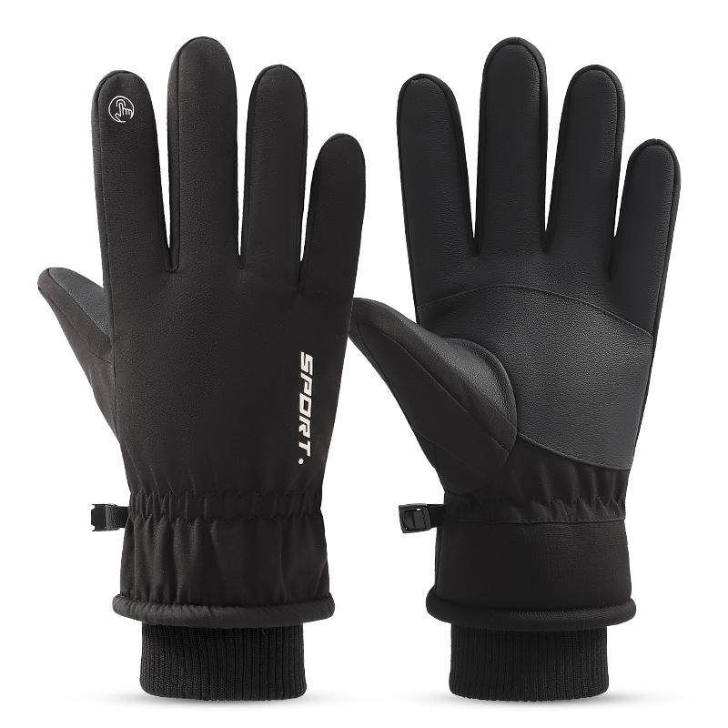 Wholesale Fleece Lining Touch Screen Winter Warm Men Ski Waterproof Gloves чёрный