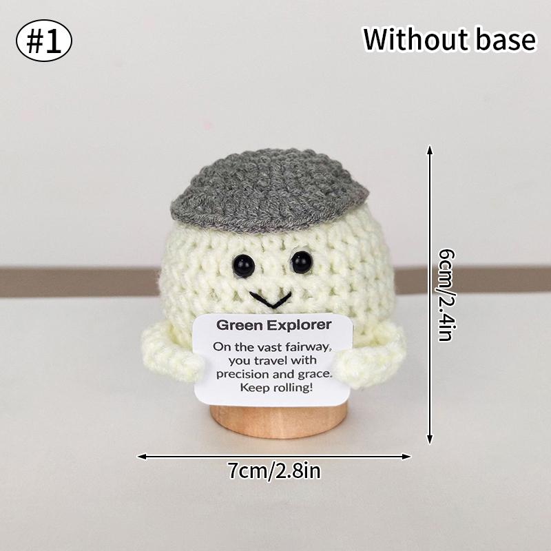 Handmade Crochet Miniature Ball Game Positive Encourage Energy Card Emotional Ornament Car Decorations Wovening Finished Product
