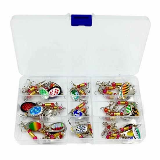 30Pcs Jig Spinner Bait Kit Sharp Hook Design Mini Size Portable Rotating Spinner Fishing Lures Topwater Lures