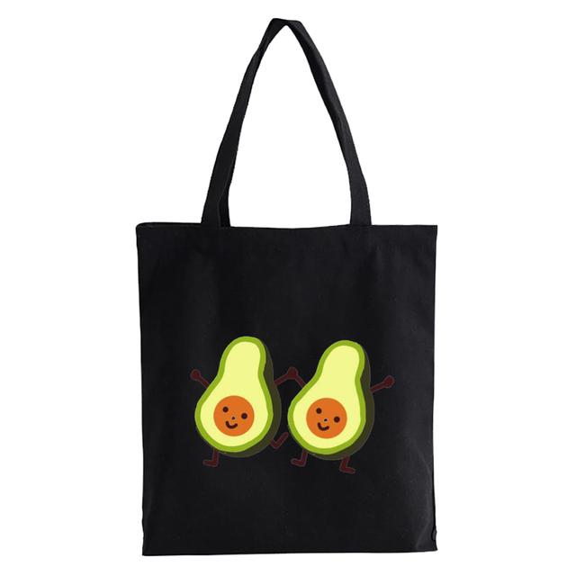 Cartoon avocado Print Canvas Shopping Tote Bag Reusable Women Shopper Bag Fashion Kawaii Female Eco Handbag