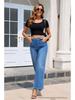 Russian Women's High-Waisted Straight-Leg Washed Pants - Elegant, Versatile, and Loose Fit 2025 Edition