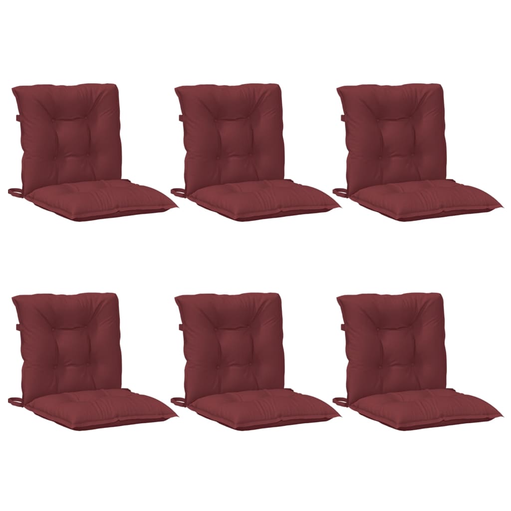 Low Back Chair Cushions 6 Pcs Melange Burgundy 100 X 50 X 7 Cm Fabric