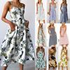 Stylish Boho Women's Summer Beach Midi Dress With Strappy Design And Button Pockets