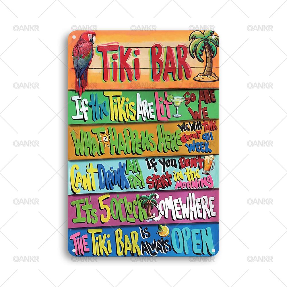 

Vintage Pub Bar Club Decor Metal Tin Sign Tiki Bar Metal Signs for Backyard Restaurant Home Art Wall Decor Plaque Accessories 20x30cm