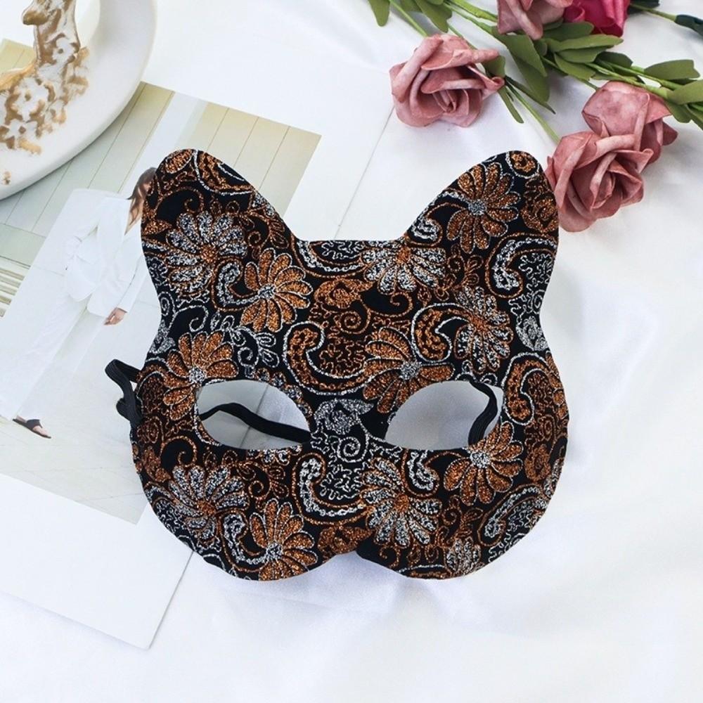 Plastic Halloween Masquerade Mask Flower Half Face Mask Funny Cat Face Masks Girl