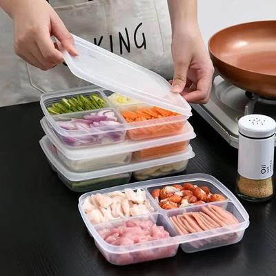 Refrigerator Storage Box Packed Meal Crisper Food Grade Sealed Food Frozen Meat Four-Compartment Refrigerated Storage Skimmer