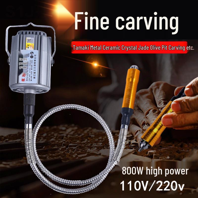 

Shenghu 800 Вт Подвесная шлифмашина: Высокомощный станок для резки и гравировки нефрита, дерева и резьбы по формам.