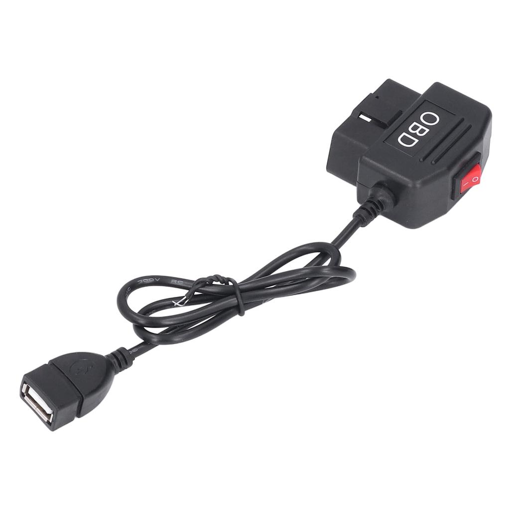 48cm18.9in OBD Power Adapter Cable with Switch Button ACC Mode Low Voltage Protection for Dash
