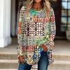 Damen Casual Plus Size Langarm Rundhals Bedrucktes T-Shirt Top Pullover T-Shirts Damen