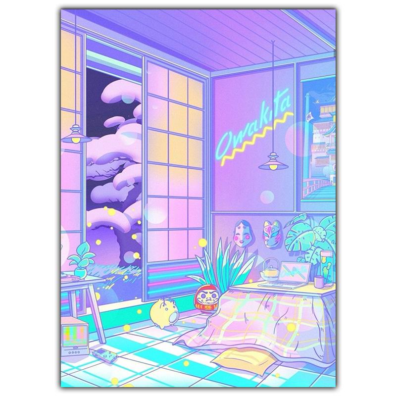 Modern Fashion Art Night Market Popular Kyoto Poster Japanese Style Wall Art Canvas Painting Living Room Home Decoration Mural