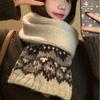 Thicken Jacquard Knitted Scarf Plush Fair Isle Style Shawl Classic Winter Cashmere Scarves Student