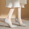 French Sequin High Heels: Xiuhe Wedding Dress Pointed Toe Flats for Women