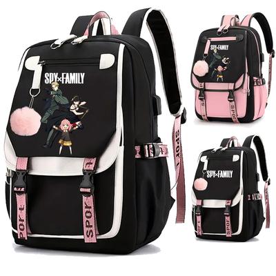Spy X Family Backpack Teenager Casual Street USB Yor And Loid Rucksack Large Capacity Cute Kawaii Girls Backpack School Bags