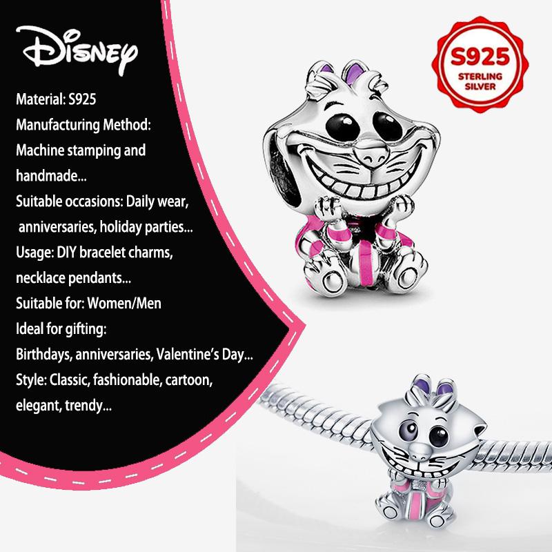 New Disney 925 Silver Winnie & Stitch Charms for Bracelet Necklace DIY Jewelry Gifts Holiday Party