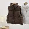 Women S Stand Collar Sleeveless Short Vest Solid Color Casual