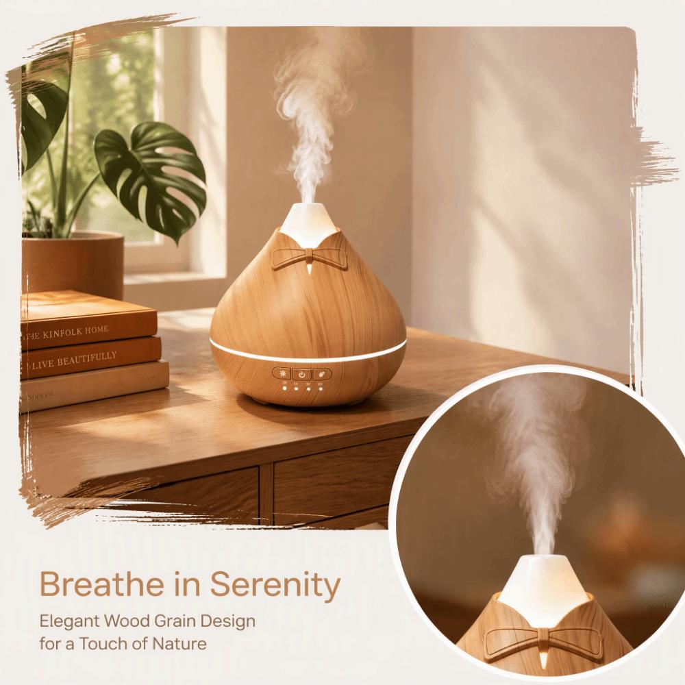 Wood Grain Cool Mist Humidifier Quiet Essential Oil Scent Machine Home Use