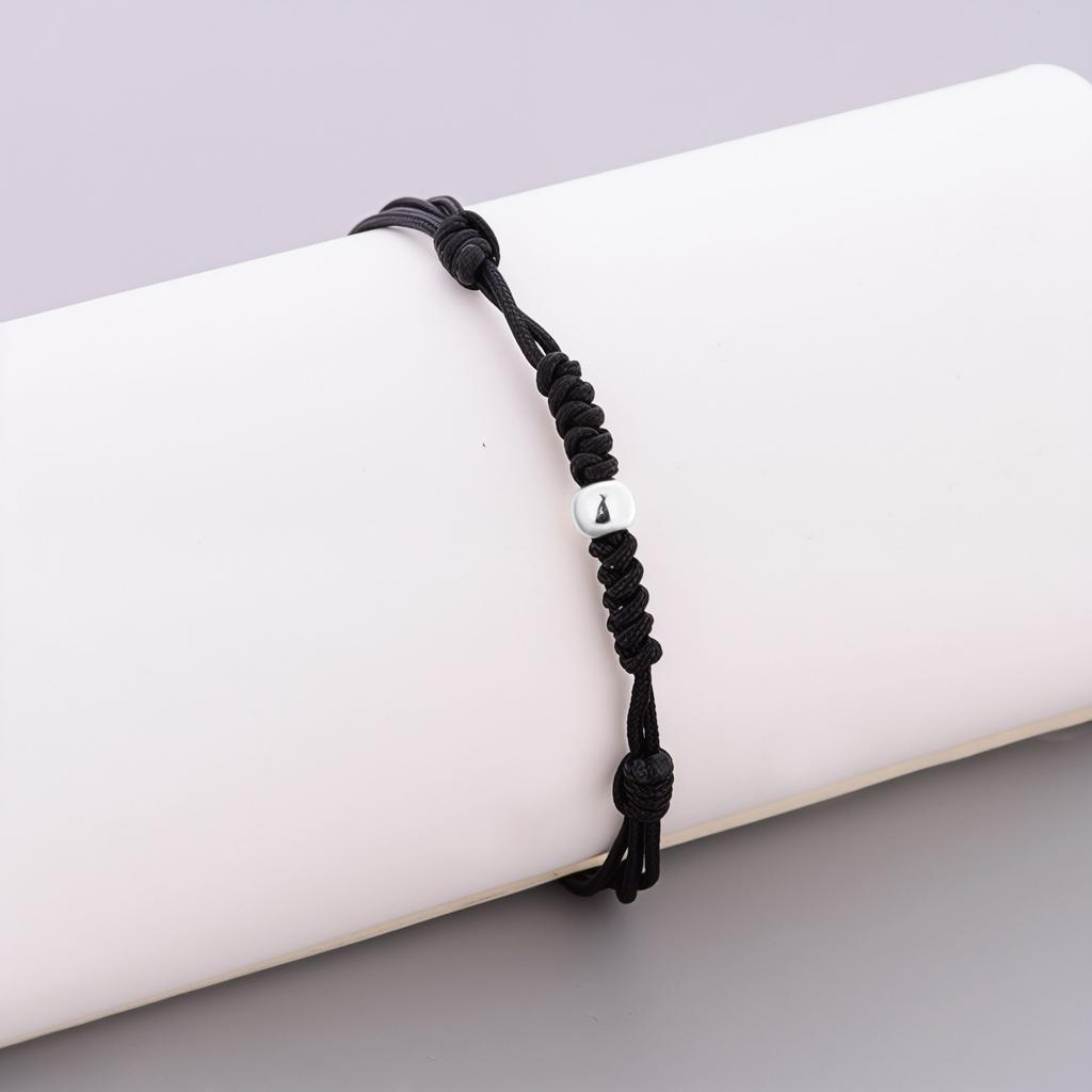 925 Silver Multiple Color Ribbon Adjustable Round Ball Beaded Bead Bracelet for Women Memorial Unisex Braided Bangle DIY